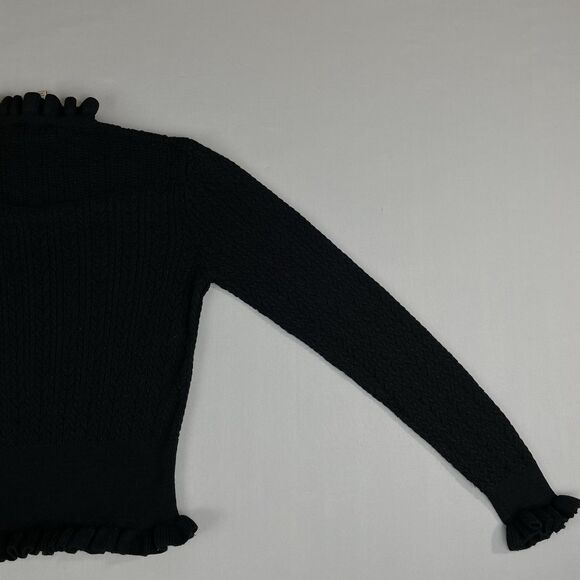 Industry Republic Clothing Ruffle Knit Mock Neck Sweater Women's Med Sheer Black - Picture 14 of 16